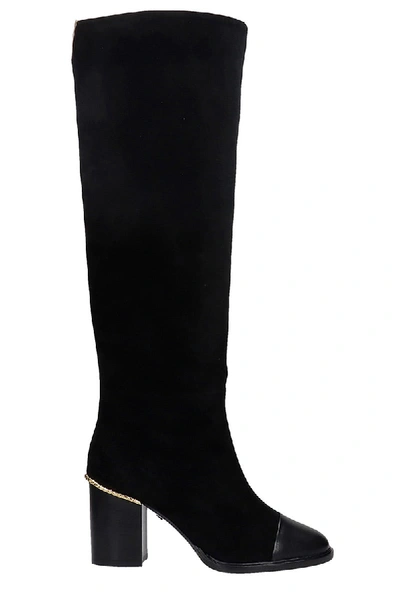 Shop Greymer High Heels Boots In Black Suede