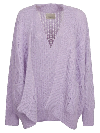 Shop Laneus Knitted Open Cardigan In Lilac