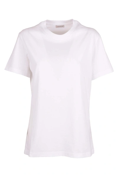 Shop Moncler Short Sleeve T-shirt In Bianco