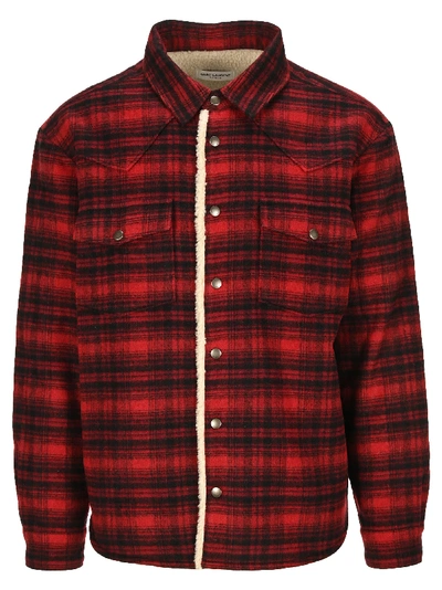 Shop Saint Laurent Shirt Style Jacket In Red Black