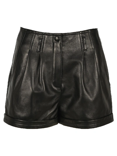 Shop Saint Laurent Leather Shorts In Black