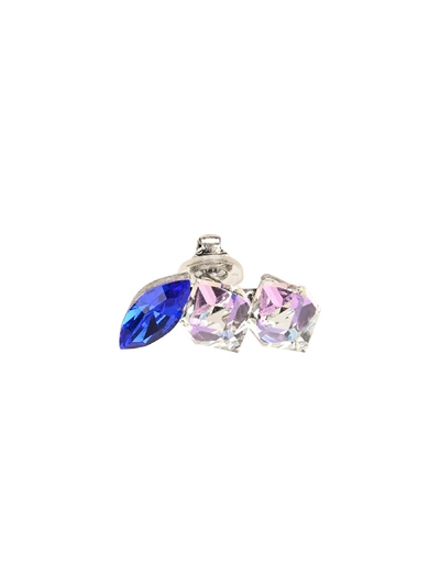 Shop Saint Laurent Crystal-embellished Single Earring In White Blue