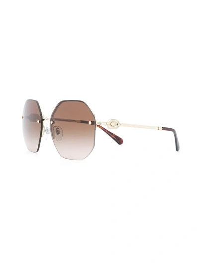 Shop Bvlgari Geometric Tinted Sunglasses In Gold