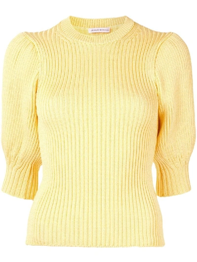 Shop Cecilie Bahnsen Ribbed Knitted Top In Yellow