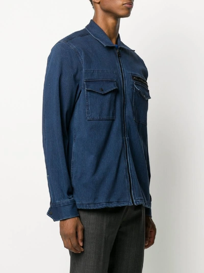 Shop Hugo Boss Zipped Bomber Jacket In Blue