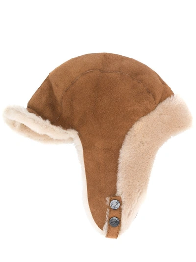Shop Simonetta Ravizza Aviator Shearling Hat In Brown