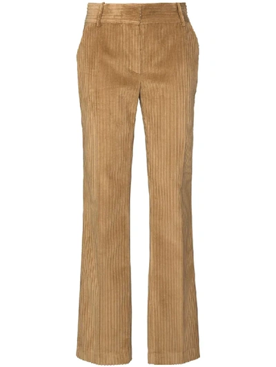 Shop Victoria Beckham Straight-leg Corduroy Trousers In Neutrals