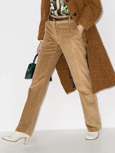 Shop Victoria Beckham Straight-leg Corduroy Trousers In Neutrals