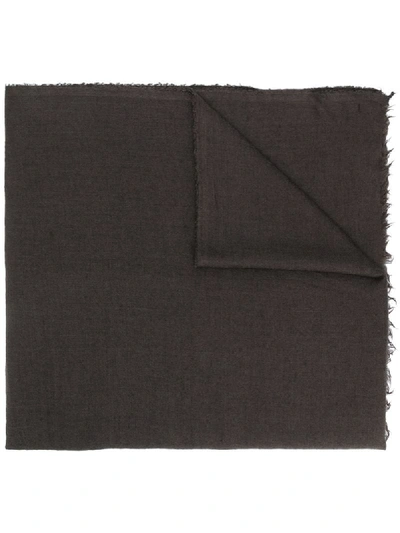 Shop Rick Owens Frayed-edge Scarf In Brown