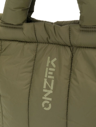 Shop Kenzo Padded Logo Print Tote Bag In Green