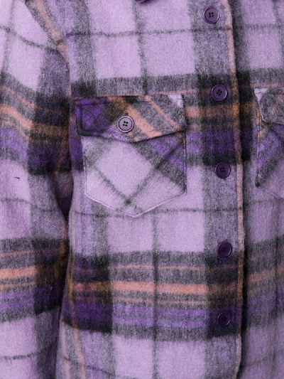 Shop Andamane Evita Belted Flannel Jacket In Purple