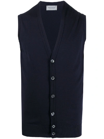 Shop John Smedley Fine Knit Vest In Blue