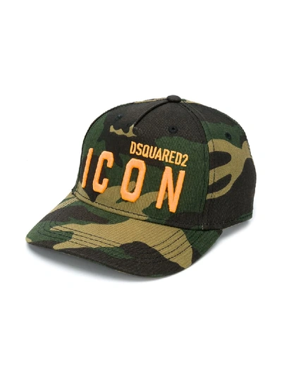 Shop Dsquared2 Teen Embroidered-logo Camouflage Cap In Green