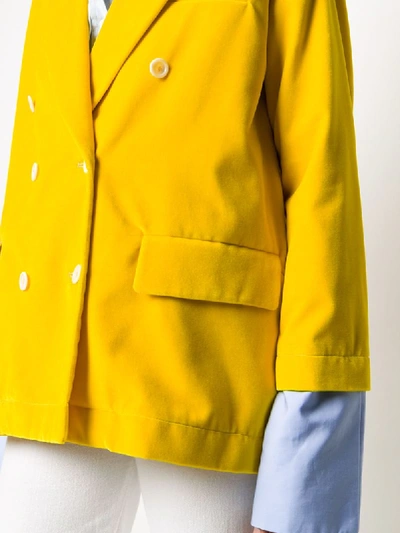 Shop Jejia Velvet Double-breasted Jacket In Yellow