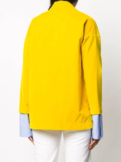 Shop Jejia Velvet Double-breasted Jacket In Yellow