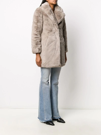 Shop Apparis Sasha Faux-fur Coat In Grey