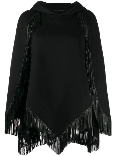FRINGED HOODED CAPE