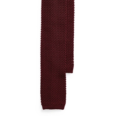 Shop Ralph Lauren Knit Mulberry Silk Tie In Burgundy