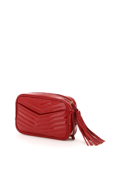 Shop Saint Laurent Lou Chain Patent Mini Bag In Red
