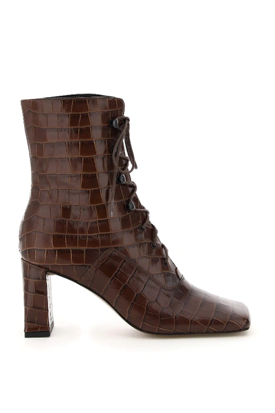 Shop By Far Claude Lace-up Ankle Boots In Brown