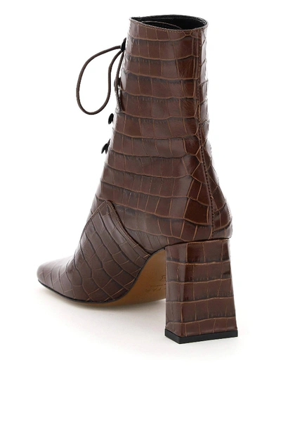 Shop By Far Claude Lace-up Ankle Boots In Brown