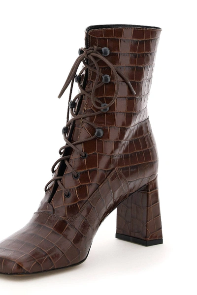 Shop By Far Claude Lace-up Ankle Boots In Brown