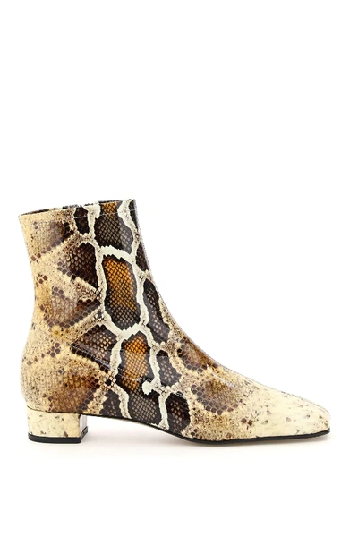 Shop By Far Este Python Print Boots In Beige,brown,gold