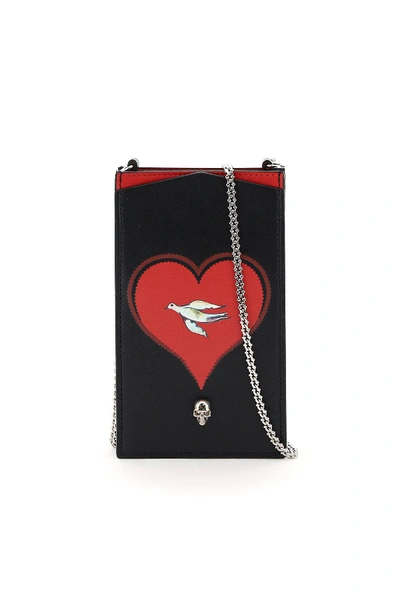 Shop Alexander Mcqueen Phone Case With Print And Chain In Black,red