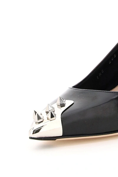 Shop Alexander Mcqueen Slingback Pumps With Studs In Black,silver