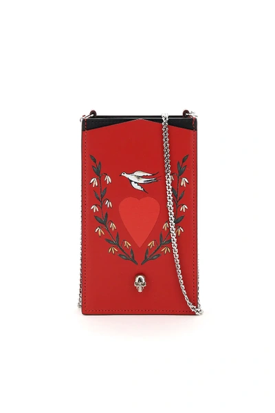 Shop Alexander Mcqueen Phone Case With Print And Chain In Red,black