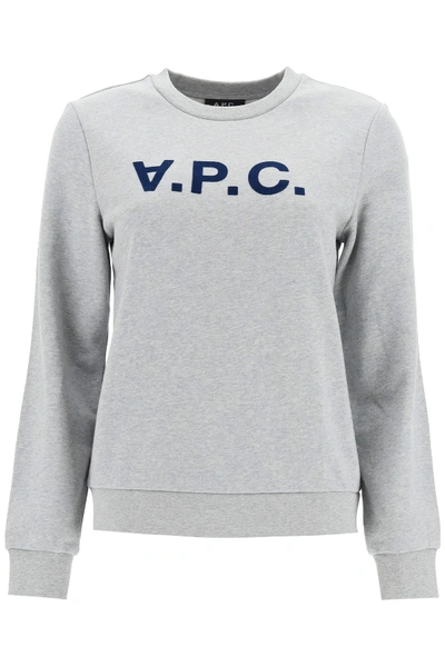 Shop A.p.c. Sweatshirt Logo In Grey,blue