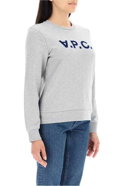 Shop Apc Sweatshirt Logo In Grey,blue