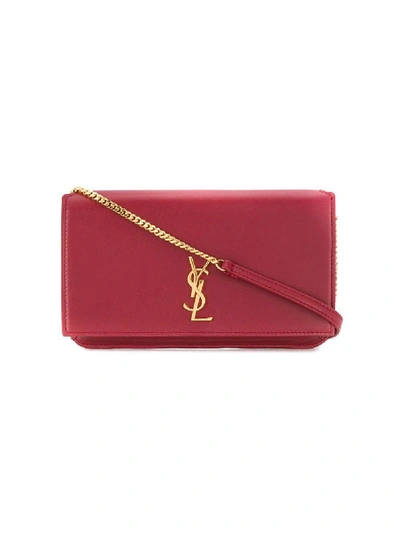Shop Saint Laurent Ysl Monogram Phone Holder Bag In Red