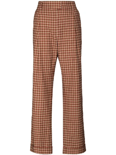Shop Wales Bonner Brixton High-waist Check Trousers In Red