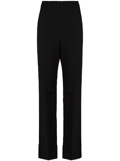 Shop Wales Bonner High-waist Straight-leg Trousers In Black