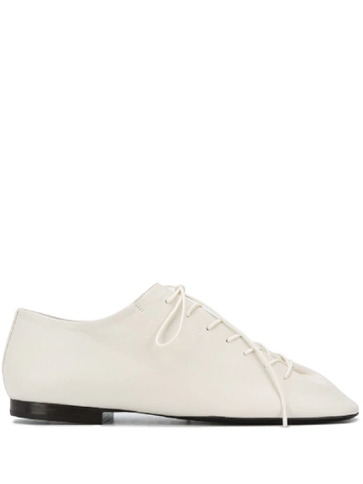 Shop Lemaire Square Toe Derby Shoes In White