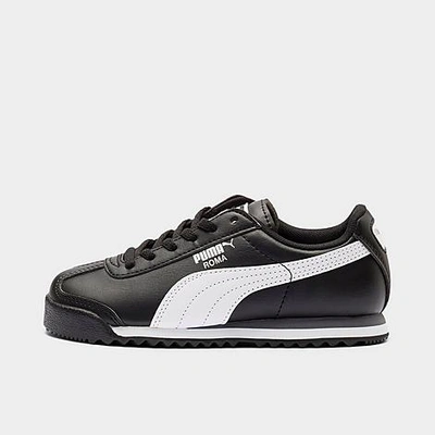 Shop Puma Little Kids' Roma Fairgrounds Casual Shoes In  Black/ White/ Silver