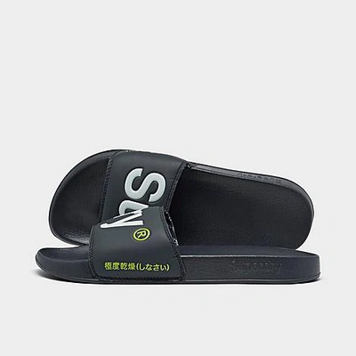Shop Superdry Men's Classic Pool Slide Sandals In Black/optic White