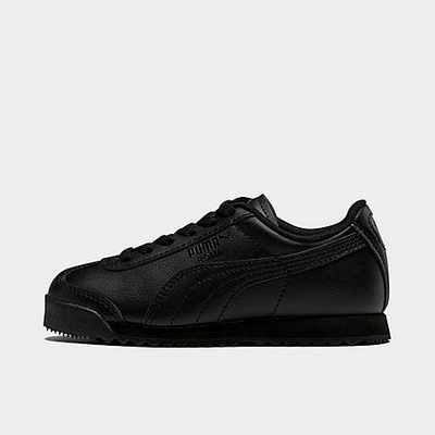 Shop Puma Little Kids' Roma Reversed Casual Shoes In  Black/ Black
