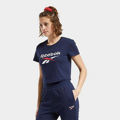 Shop Reebok Women's Classics Big Logo Crop T-shirt In Vector Navy