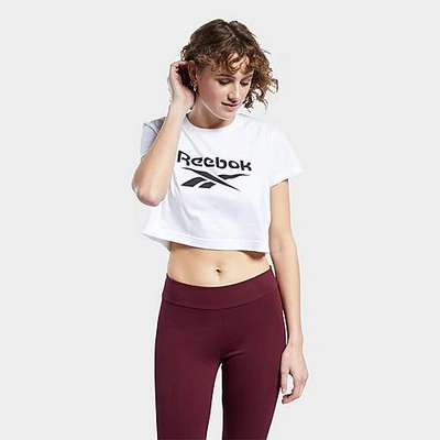 Shop Reebok Women's Classics Big Logo Crop T-shirt In White