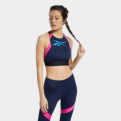 Shop Reebok Women's Workout Ready Low-impact Bralette Sports Bra In Blue