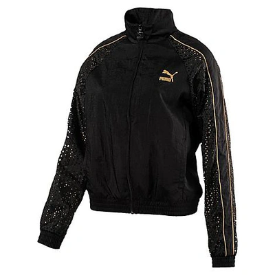 Shop Puma Women's T7 Metal Woven Jacket In Black