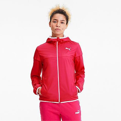 Shop Puma Women's Essentials Solid Windbreaker Jacket In Red