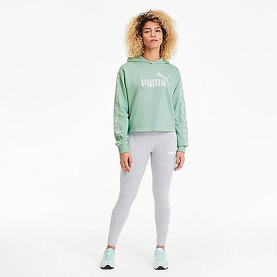 Shop Puma Women's Amplified Cropped Training Hoodie In Green