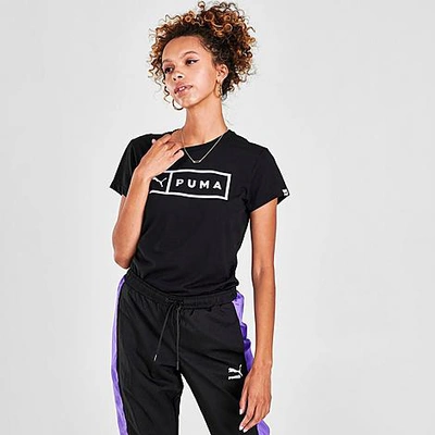 Shop Puma Women's Between The Lines T-shirt In Black