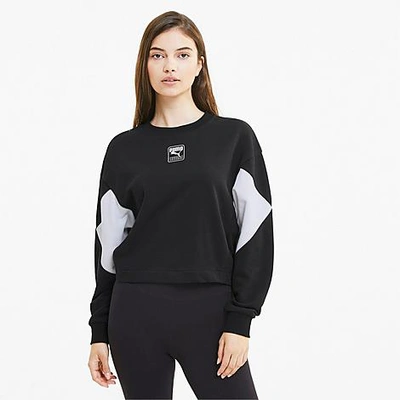Shop Puma Women's Rebel Crew Cropped Training Sweatshirt In Black