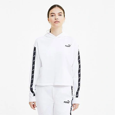 Shop Puma Women's Amplified Cropped Training Hoodie In  White