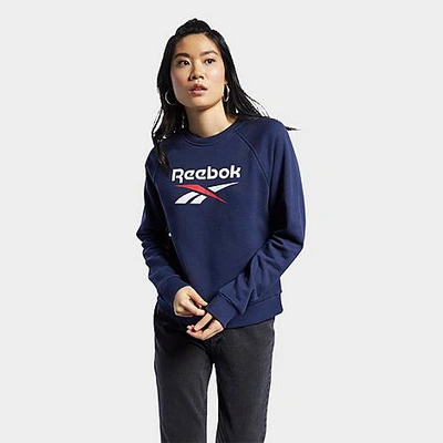 Shop Reebok Women's Classics Big Vector Crewneck Sweatshirt In Vector Navy