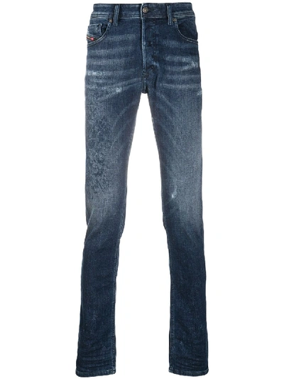 Shop Diesel Sleenker Light-wash Skinny Jeans In Blue